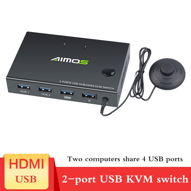 Für 2 PC teilen Tastatur Maus Drucker Stecker Und Paly Heraus 4K USB HDMI KVM Schalter Kasten Video Anzeige USB Schalter Splitter HEIßER