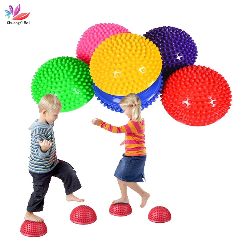 Children Hemisphere Stepping Stones Spiky Massage Balance Ball Yoga Half Ball Sensory Integration Ball Pump Free M077