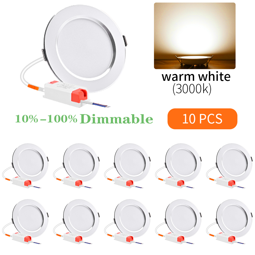 10 stk. innfelt rund ledet-downlight panellys lysstyrke dimbar søkelyset taklampe soverom stue innendørsbelysning: Rød / 9w