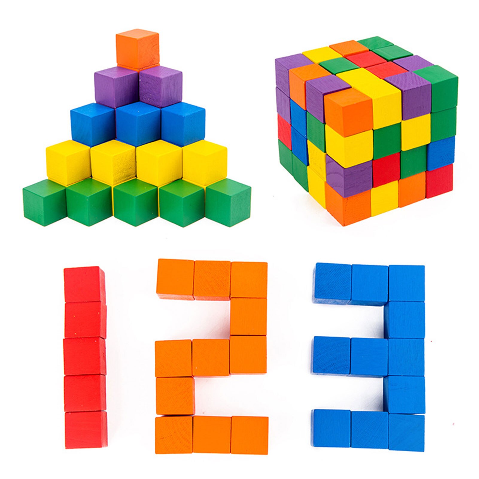 78 Pcs Colorful Wooden Cubes Dice Blocks Kids Math Learning Fun Early Educational Toys For Children