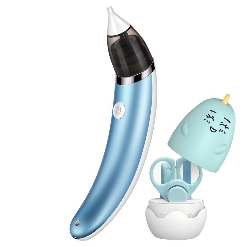 Baby Aspirator Bebe Nose Cleaner Kid Electric Nasal Aspirator Newborn Baby Sucker Cleaner Sniffling Safe Hygienic Nose aspirator: Blue-With Gift