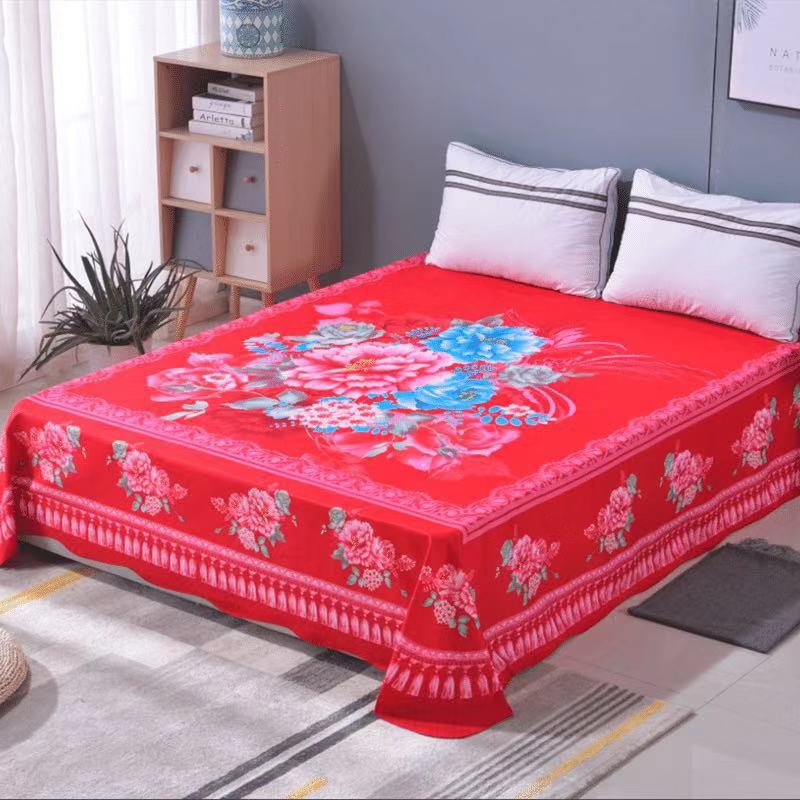 1pc fleur ponçage doux mariage drap de lit grande taille 245x245cm plat drap de lit épaissir double drap de lit pas de taie d'oreiller: Color 11