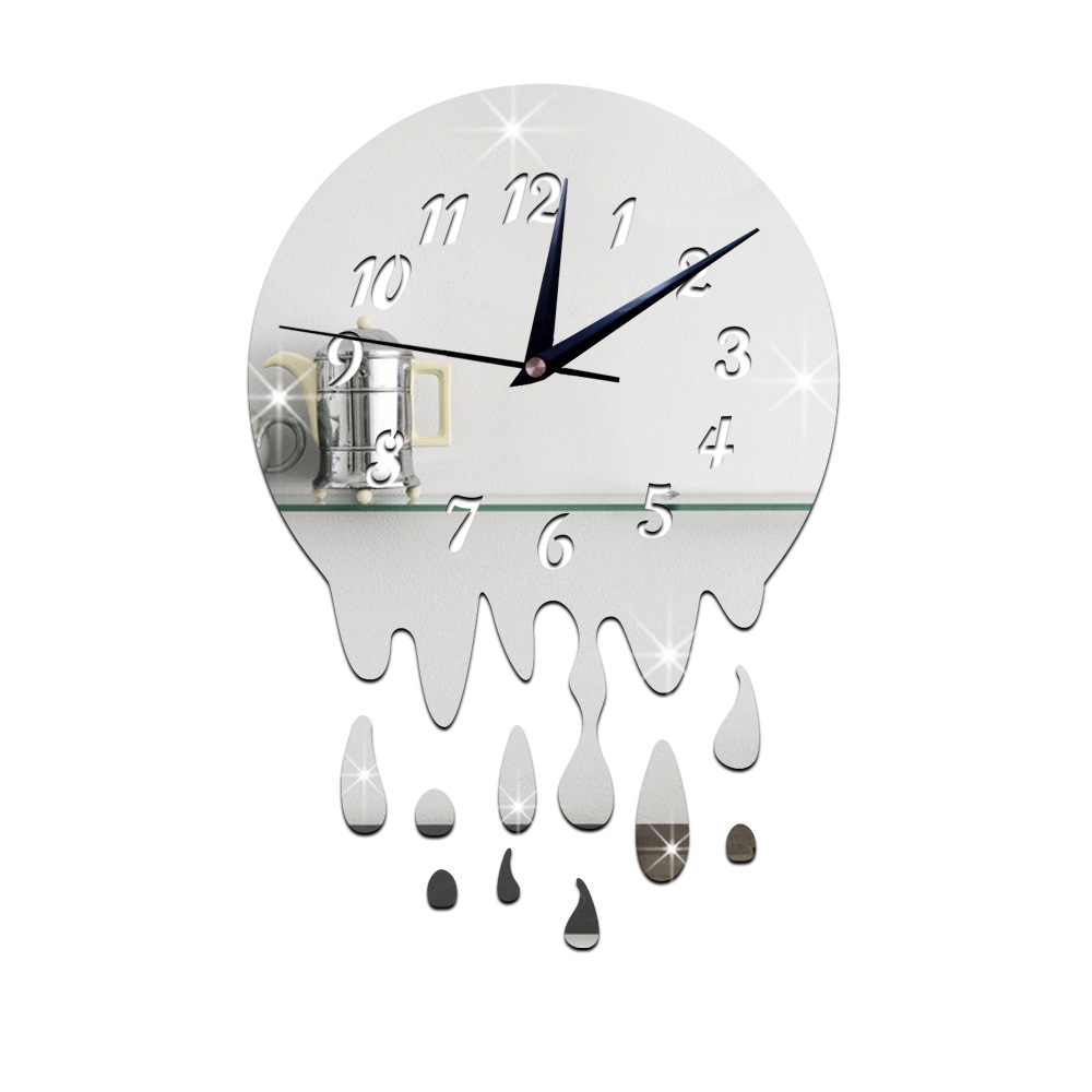 Creatieve 3 D Regendruppel Decoratie Klok Acryl Horloge Spiegel Wandklok Spiegel Klok