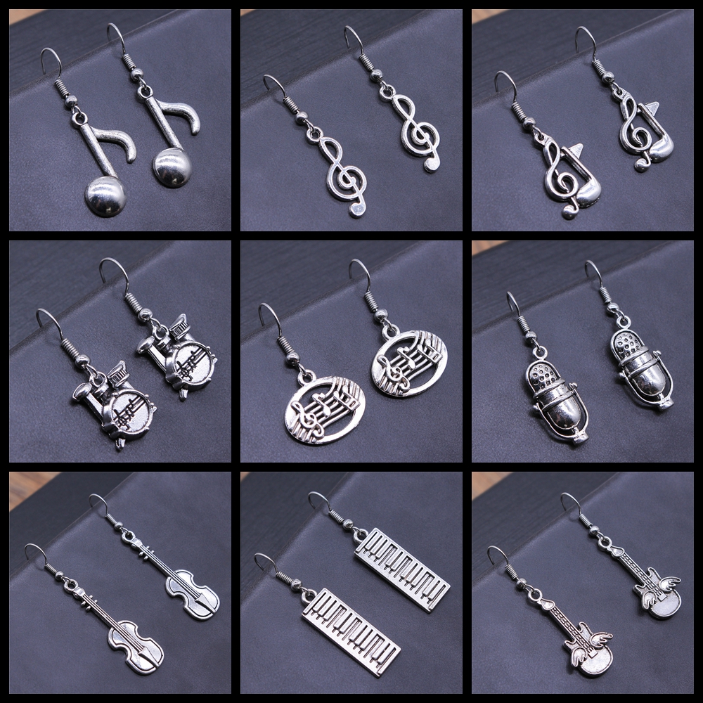 Musical Jewelry Earrings Musical Note Microphone Drum Guitar Violin Shaped Dangle Earrings For Girls Women