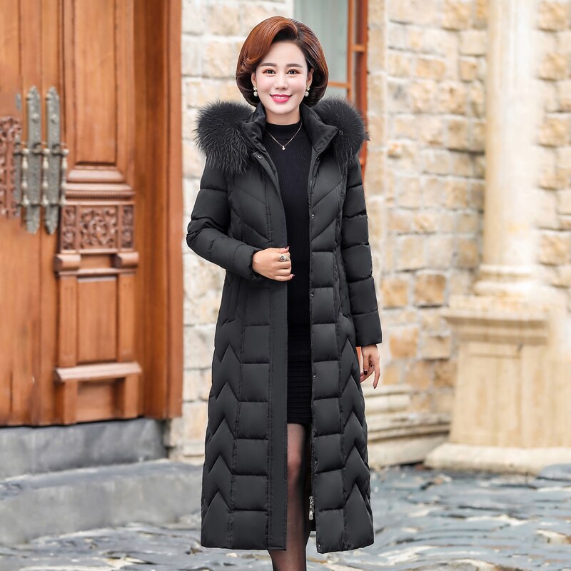 Grande taille hiver longue veste pour femmes 2109 femme 4XL 5XL 6XL grande taille Parka à capuche avec col en fourrure rembourré col montant