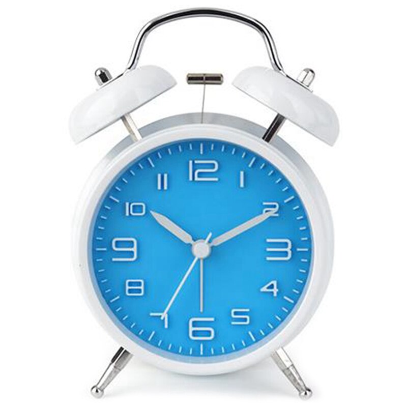 Alarma fuerte para sueño profundo, de 4 pulgadas reloj Retro, alarma de doble campana con retroiluminación para dormitorio y decoración del hogar: Azul