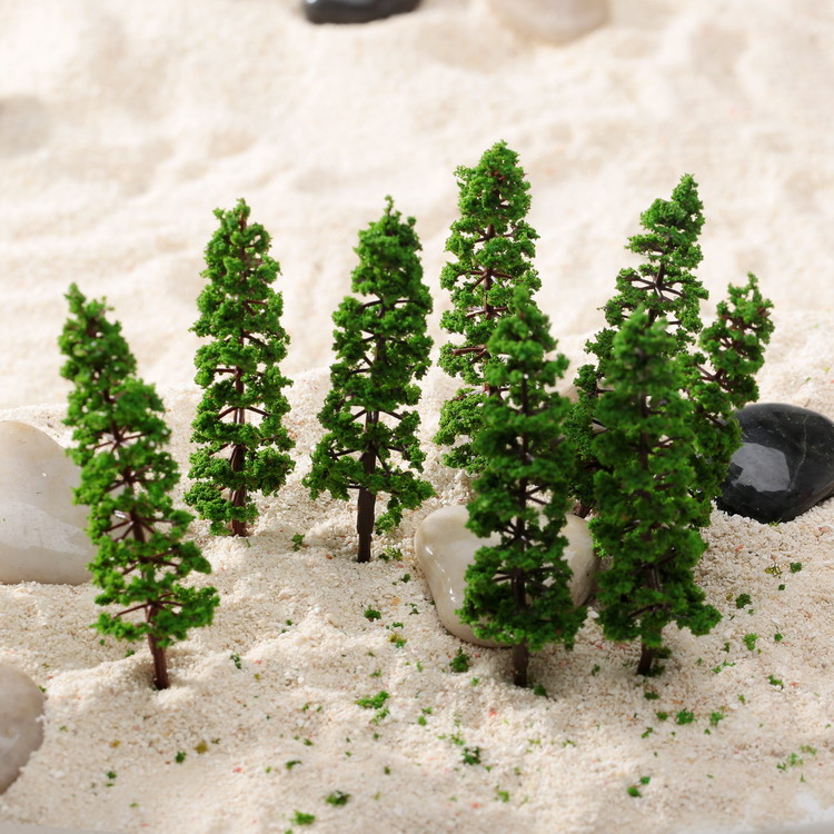 10pcs/set Green Pine Trees 9cm Model Street Park Railway Landscape Scenery Layout Toys Festive Party Decor Scale 1:100 - 1:150