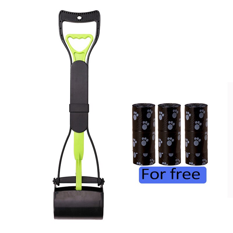 Portable Dog Feces Picker Foldable Pet Manure Clip Outdoor Use Pet Poop Storage Box Dog Sanitary Fittings With Garbage Bags: Style 2 green / L