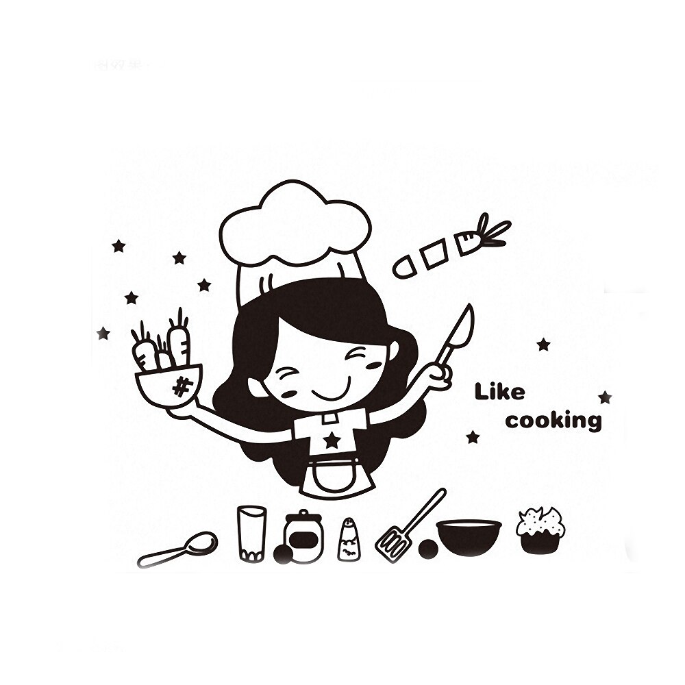 1pc Kitchen Cook Wall Sticker DIY Wall Art Decal Decoration Removable Cabinet Door Wall Decal Mural House Decoration