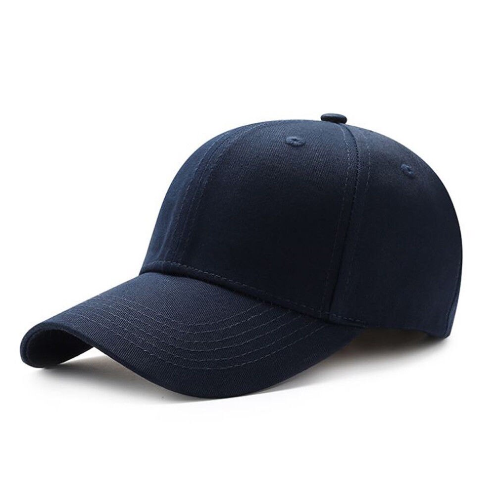 Mænd kvinder almindelig buet solskærm baseball kasket hat ensfarvede justerbare kasketter streetwear snapback trucker hat: Marine blå