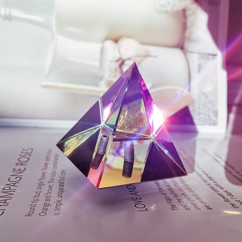 Pirámide de cristal colorida para manualidades, prisma del arco iris egipcio para fotografía