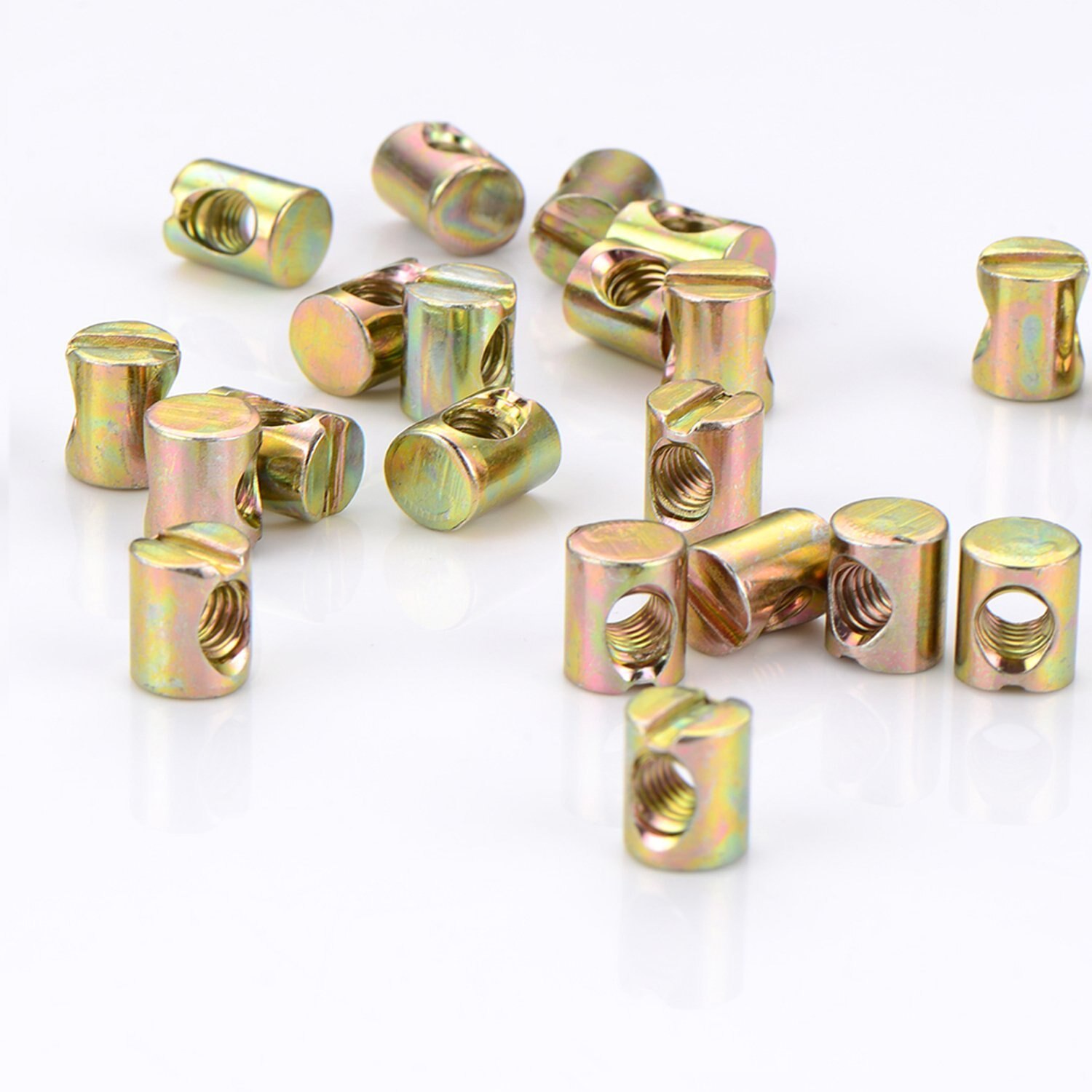 24 pieces M6 Barrel Nuts Cross Dowels Slotted Nuts for Furniture Beds Crib Chairs