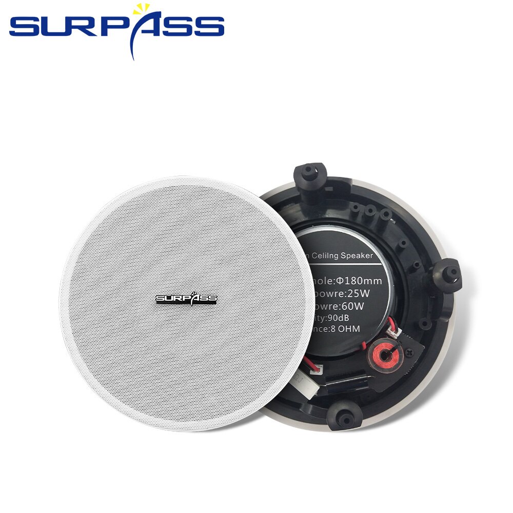 Home Audio PA System Ceiling Speaker 25W HiFi Stereo Sound Subwoofer Background Music Loudspeaker 5.25'' White In Wall Speakers