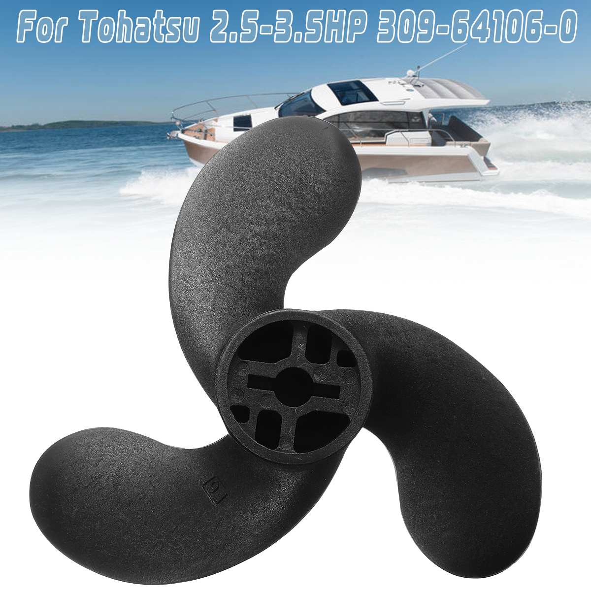 Boat Propeller 309-64107-0 7.4x5.7 For Nissan Tohatsu Evinrude Johnson 2.5-3.5HP 3 Blades R Rotation Composite Plastic Material