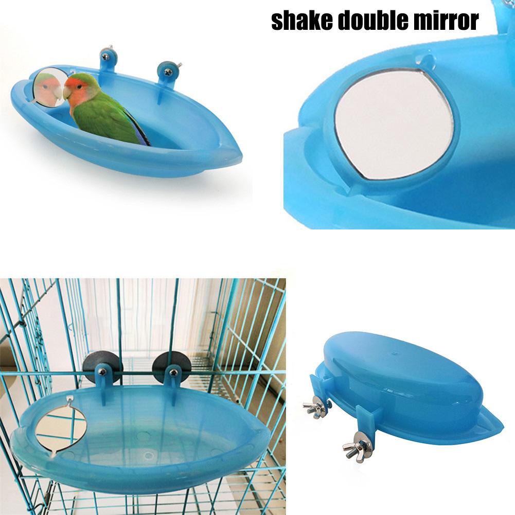 Juguete de espejo Baño de aves con bañera de espejo juguete de espejo fijable para baño de peonías y pájaros Budgerigar