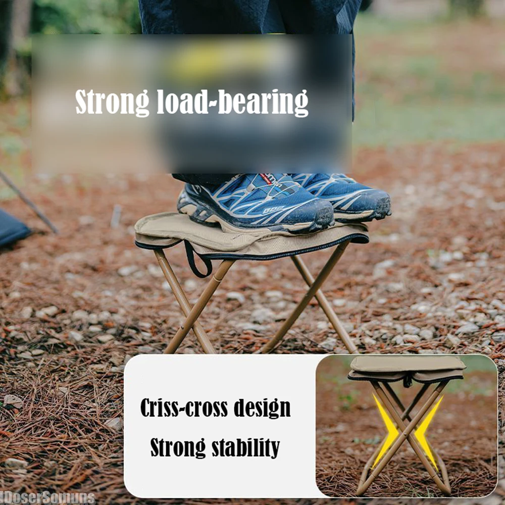 Taburete plegable portátil para exteriores, silla ultraligera con soporte de carga fuerte, accesorio para acampar, pescar, hacer colas