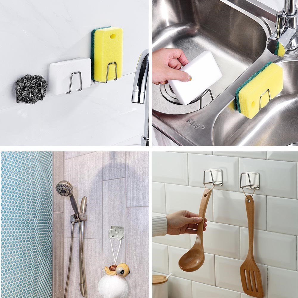 Organizador De Fregadero Inoxidable – Soporte Para Esponjas Sin Tornillos, Drenaje Rápido