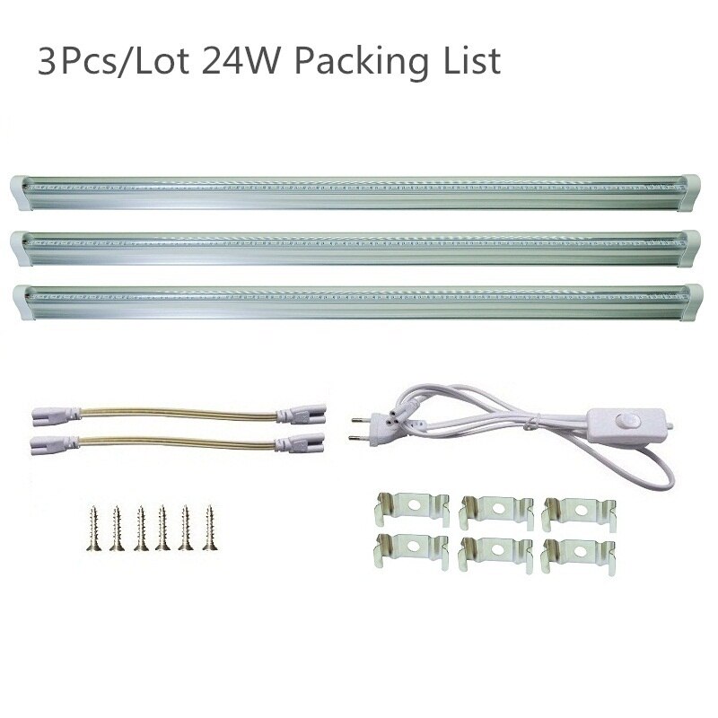 Reblue lampe til planter vokse lys 12w 24w t5 plante lampe full spektrum vokse ledet til planter dyrking frøplante fyto-lampe innendørs: 3 stk 24w f2 vokse ledet / Oss plugg vokse lys
