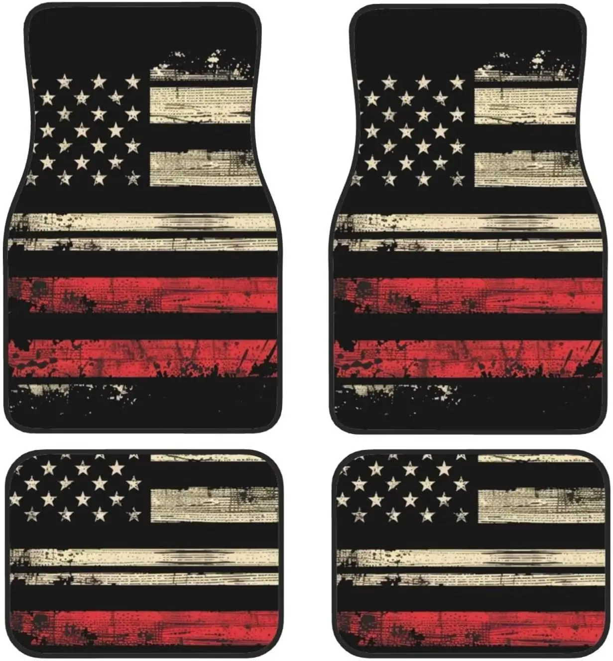 4 Uds alfombrillas de coche alfombras Rosa flor de cerezo Protector de suelo de coches para alfombra negro lindo Floral antideslizante alfombrillas traseras de coche: Negro