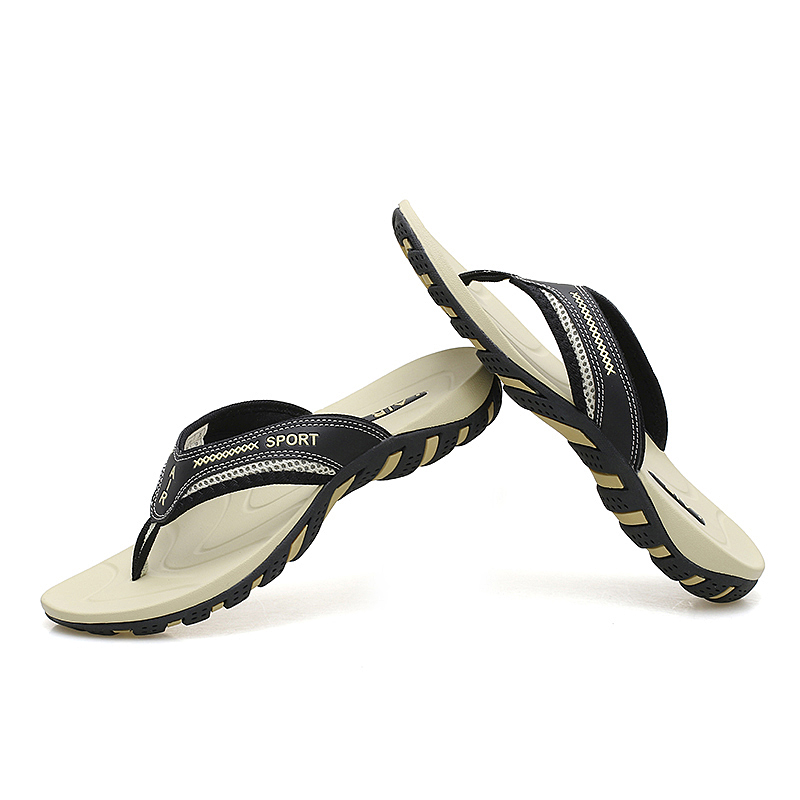 CcharmiX Sommer Männer Schuhe Herren kippen-Flops modisch Anti-Unterhose Leder Männer lässig Schuhe Klassische Massage Strand hausschuhe