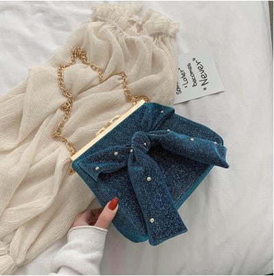 blendend Großen Bogen Süße Mädchen Frauen Geldbörsen und Handtaschen Crossbody-tasche Schulter Kette Tasche Weibliche Handtasche Totes für Weibliche beutel: Blau