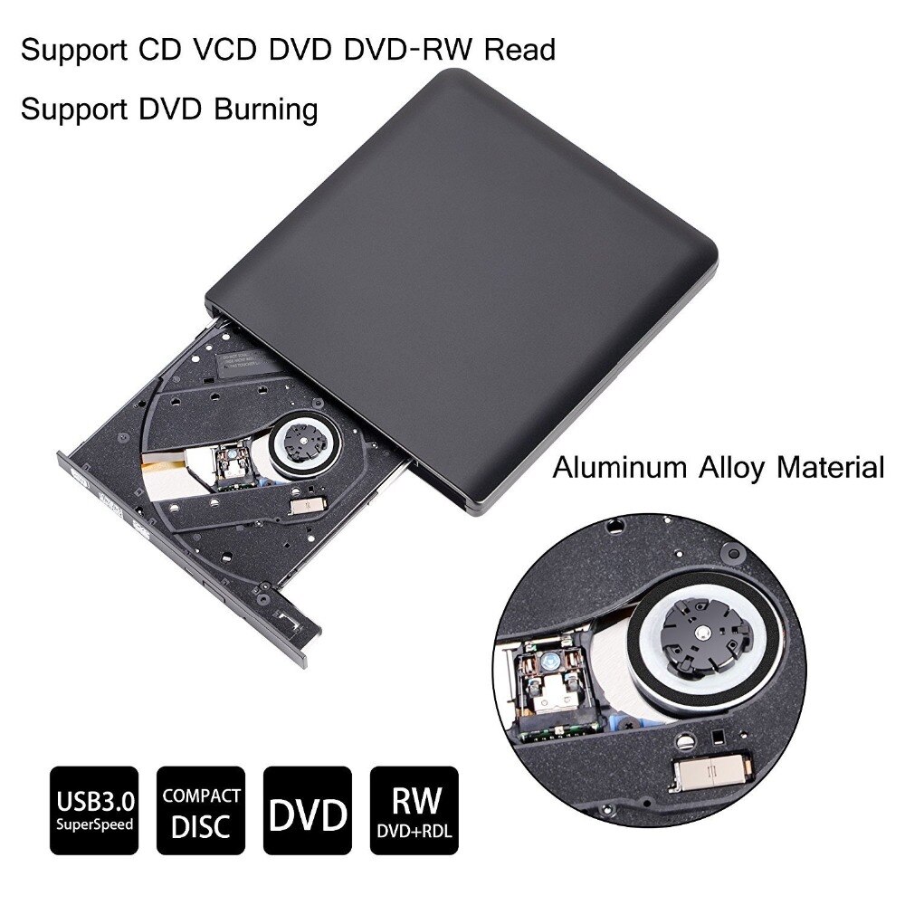 Externe Slim USB 3.0 DVD Brander DVD-RW VCD CD RW Brander Superdrive Portable voor Apple Pro Air iMAC PC laptop Notebook