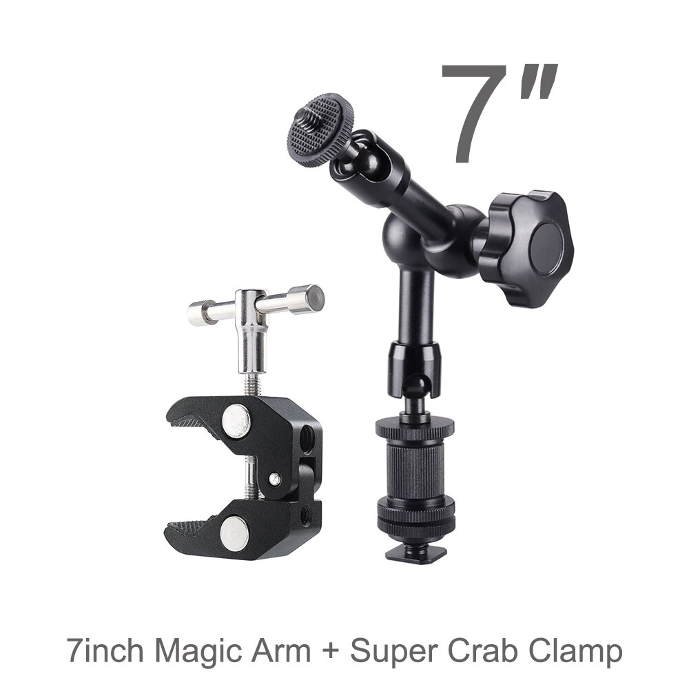 7 Inch Magic Arm with Super Clamp - Adjustable Friction Articulating Arm for DSLR Camera Accessories, LCD Monitor, LED Video Light: Set B