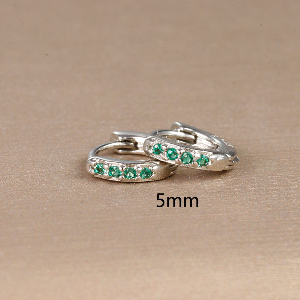 Pendientes de aro pequeños verdes de acero inoxidable para mujer, aretes Piercing de circonita con círculo redondo pequeño, joyería de tendencia personalizada, 2 uds.: Color dorado