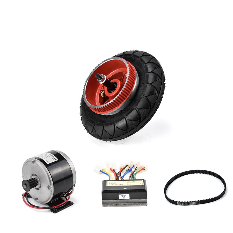 E Scooter Conversion Kit 24V 300W Brushed DC Motor with Belt Electric bike Motor Controller Rear Teeth Sprocket Wheel