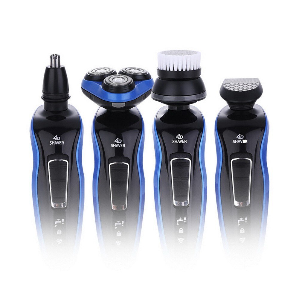 Elektrisk barbermaskine 4 in1 multigroomer genopladelig elektrisk trimmer til hår næse skæg med ansigtsrensende børste shaver til mænd