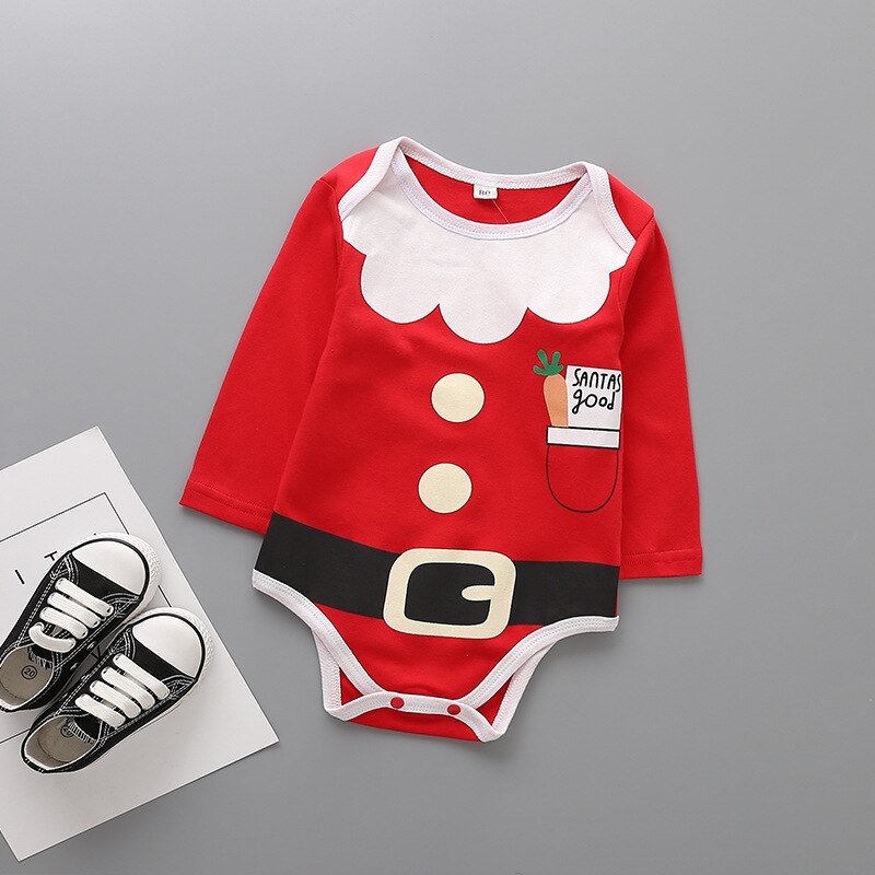 Langærmet nyfødt baby jul bodysuit bomuld spædbarn småbørn baby drenge piger jule jumpsuit et stykke tøj  ds19