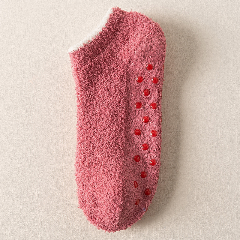 Women's Slouch Socks Women Thickened Coral Fleece Warm Indoor Floor Silicone Non-slip Invisible Cotton Boat Socks Hipster: Mint