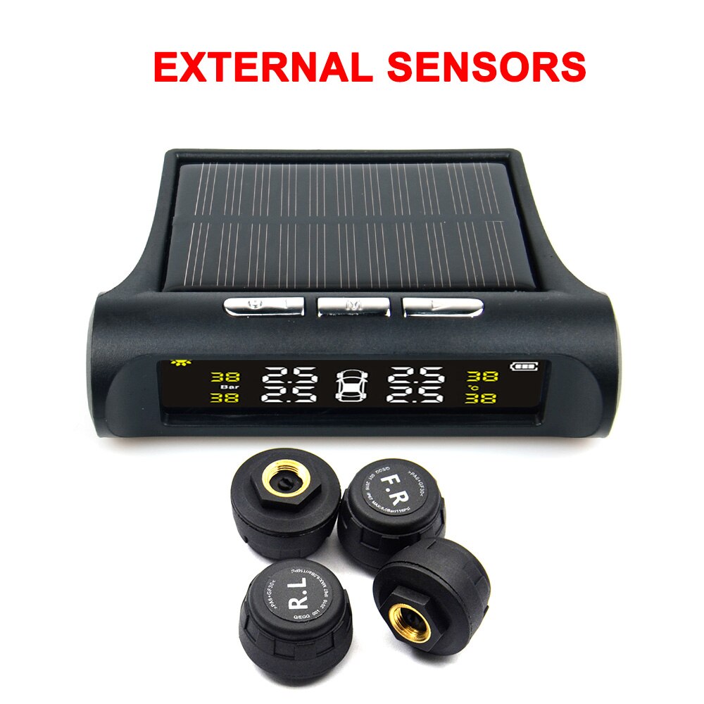 Tpms Bandenspanning Alarm Sensor Monitor Systeem Auto Display Interne/Externe Zonne-energie Opladen Temperatuur Waarschuwing: external 2