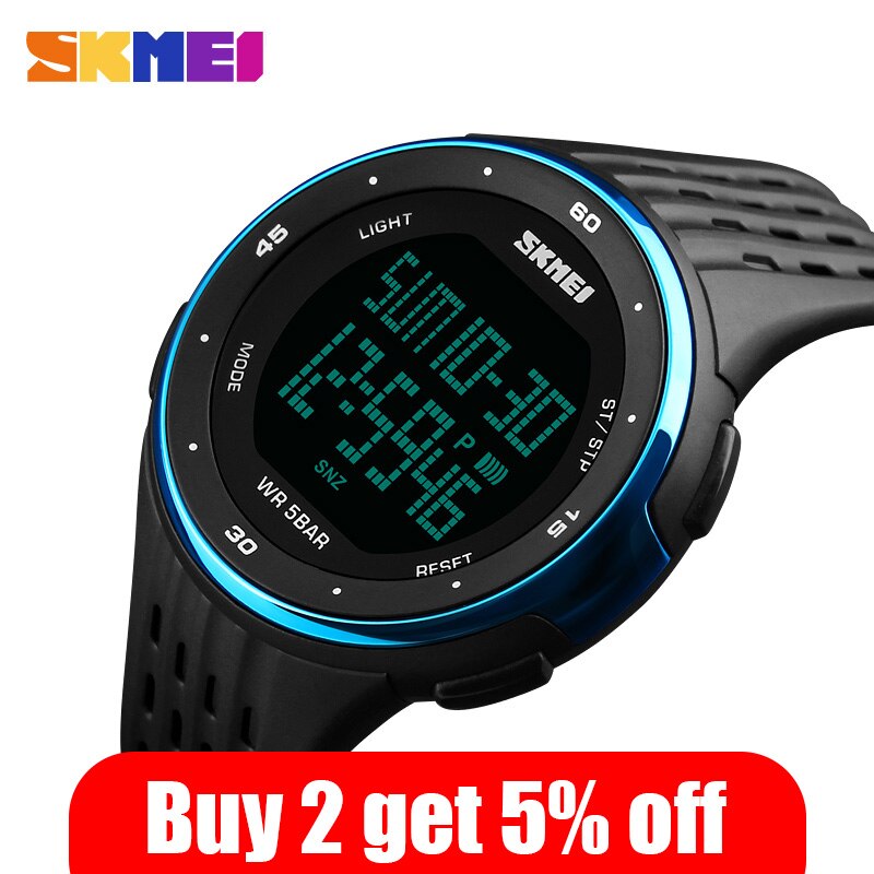 Skmei menn sport digitale klokker stor urskive ledet vise armbåndsur kronograf kalender bakgrunnsbelysning alarm relogio masculino 1219