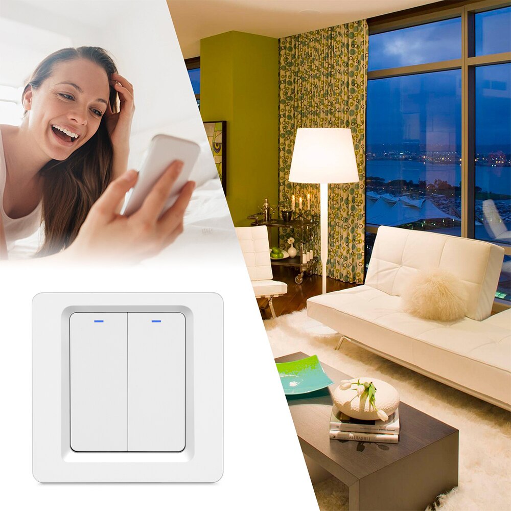 Tuya smart-wlan-schalter 220v 1/2/3 fach wandlichtschalter mit tastenunterstützung für smart-home-geräte wie alexa und google home