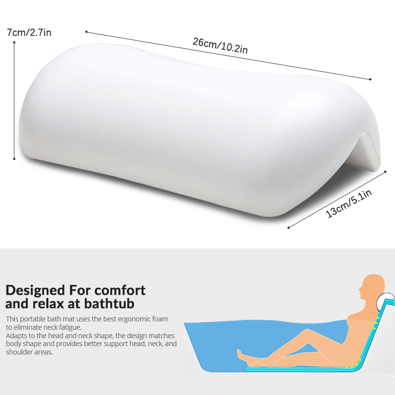 SPA Bath Pillow,Non-slip Bathtub Headrest Soft Waterproof Bath Pillows with Suction Cups Easy To Clean Bathroom Accessories