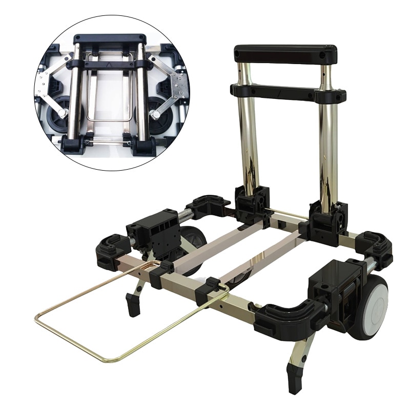 Folding Hand Truck Heavy Duty Capacity Portable Aluminum Alloy Cart and Dolly Luggage Travel Office Auto Moving Bottom