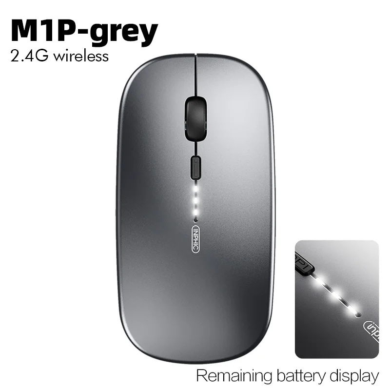 Inphic  m1 Profi kabellose maus, wiederaufladbare, geräuschlose maus, bluetooth-funkmaus mit drei modi, akkuanzeige + usb-c-ladefunktion: Schwarz