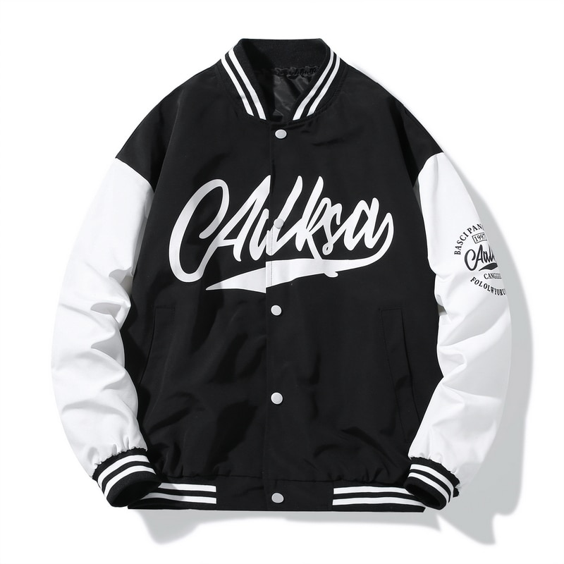 Mannen Bomber Jacket Gedrukte Letters Baseball Jassen Lente Knoppen Windjack Losse Jas Mannelijke Uitloper Paar Kleding