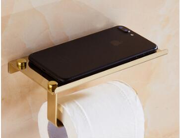 Bathroom paper holder stainless steel phone holder with bathroom phone gold towel holder toilet paper holder tissue box: Gold