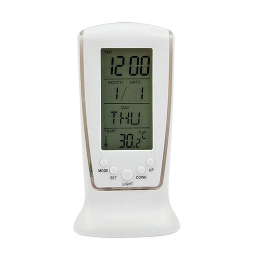LED Digital Alarm Clock with Blue Backlight Electronic Calendar Thermometer: Default Title