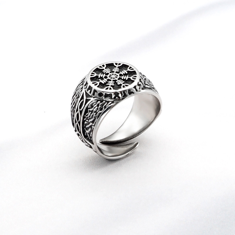 316L Rvs Roer Van Ontzag Runen Ring Viking Talisman Scandinavische Amulet Sieraden