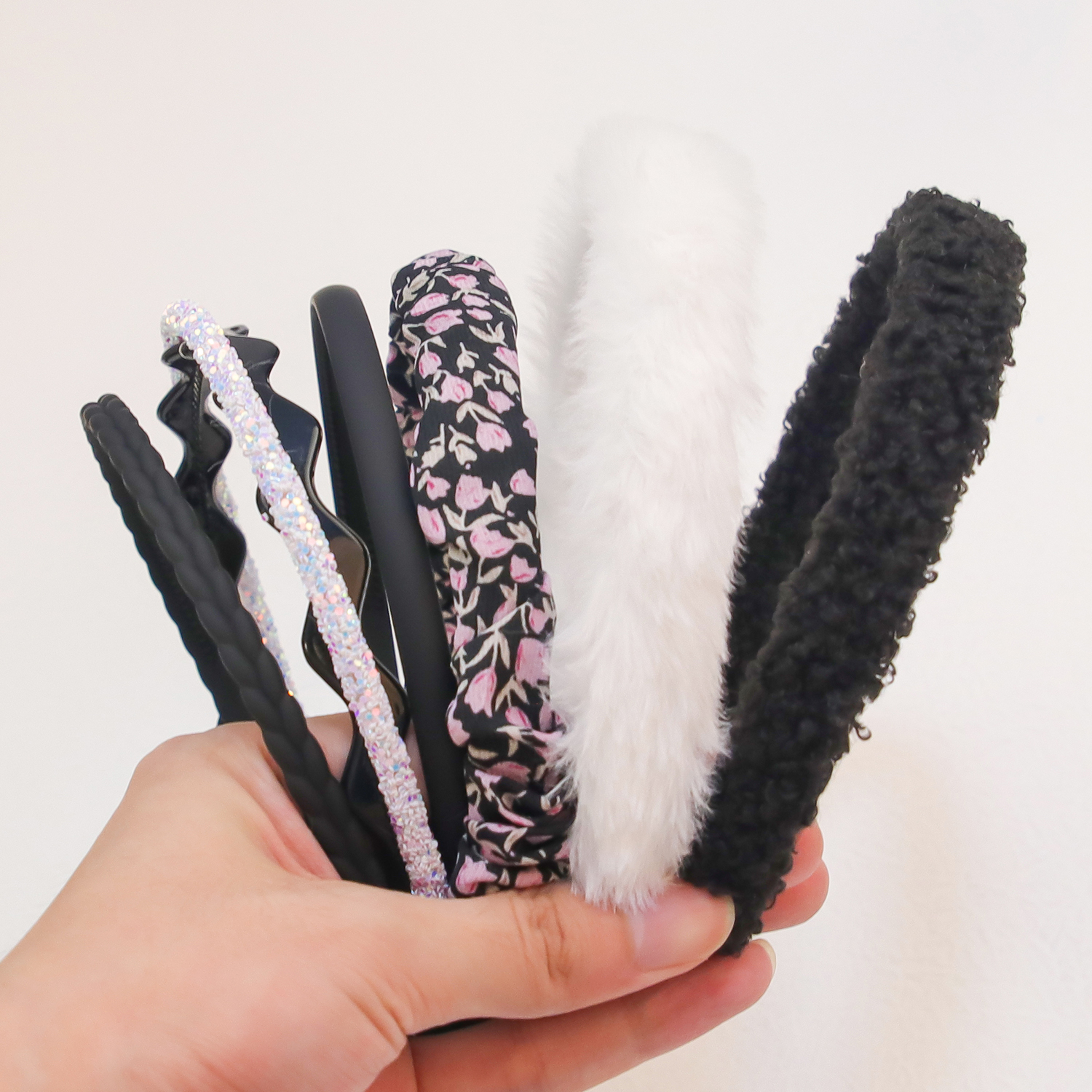 Conjunto de 7 Uds de diademas de para mujeres y niñas, diademas de perlas, diadema Simple versátil, aro para el cabello, accesorios para el cabello: Lavanda