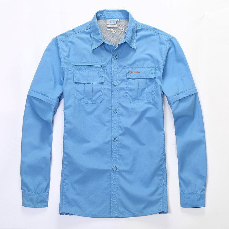 Camisa de pesca de secado rápido para hombre, ropa de rendimiento para exteriores, UPF45, UV, talla de EE. UU., M-2XL: Blue / USA Size M