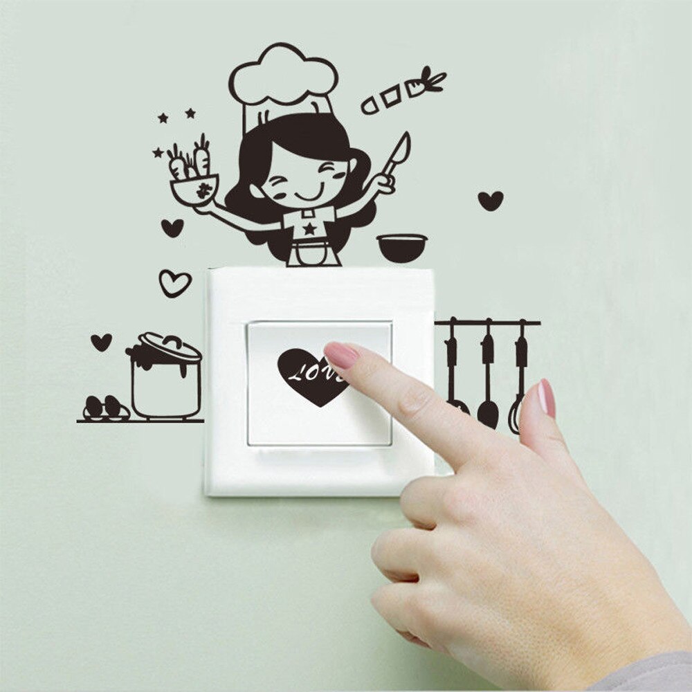 Kitchen Light Switch Sticker Cute Cook Vinyl Wall Decal Home Decor