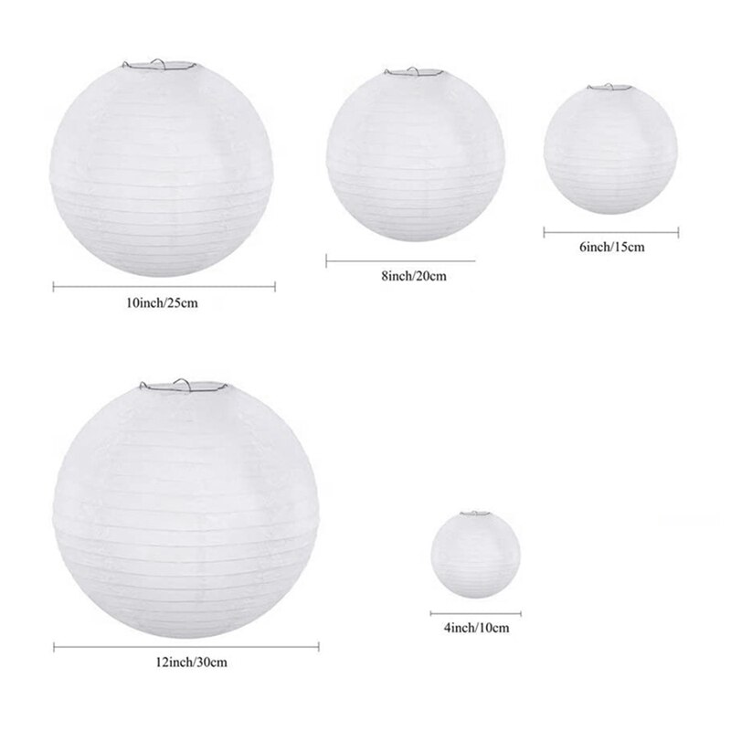 20 Pack Chinese Ronde Witte Papieren Lantaarn, Papier Lantaarns Opknoping Lantaarns Wedding Party Decoraties