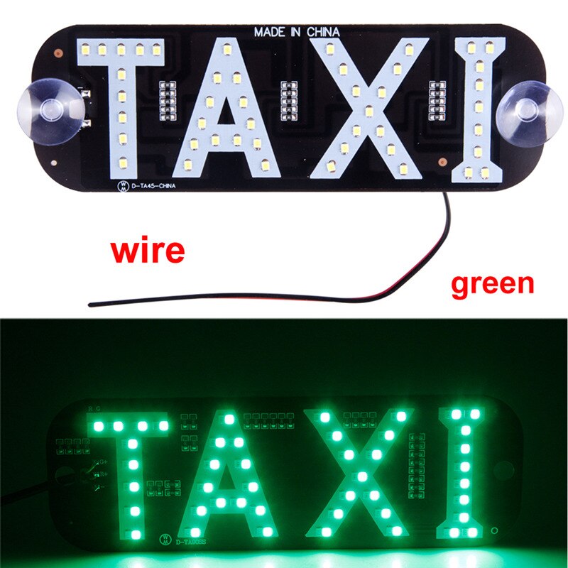 Werbung Licht für Taxi Tafel Zeichen 12V LED Auto Ladegerät Windschutzscheibe Taxi Anzeige Signal Licht Windschutzscheibe Lampe Taxi oben licht: Kabel Grün