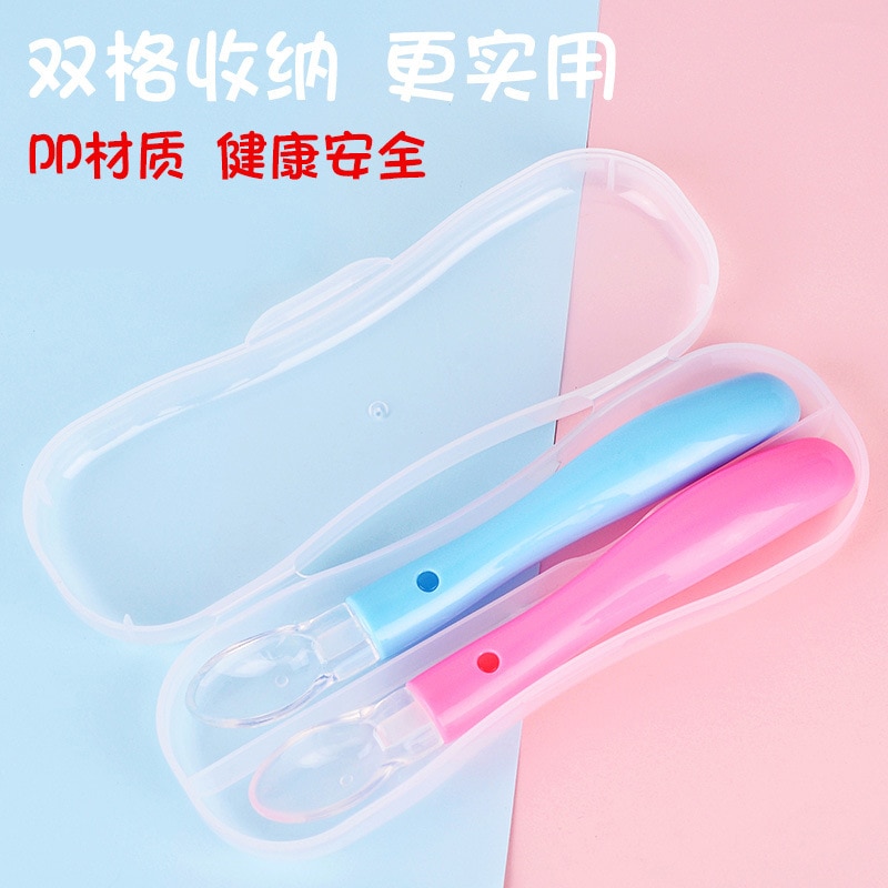 High Permeability PP Plastic Dust-Proof Packaging Box Cutlery Training Spoon Storage Box Baby Double Spoon Box