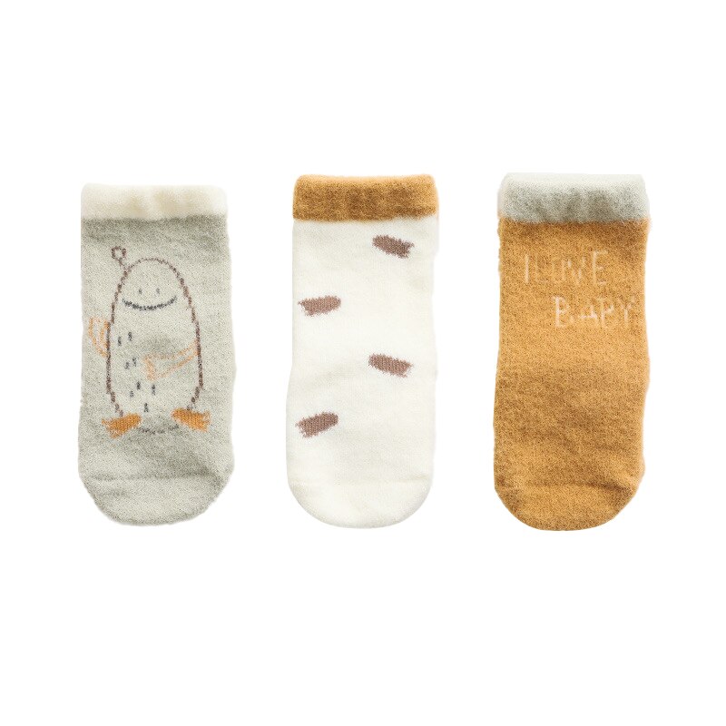 Winter Baby Socks Faux Cashmere Soft Toddler Newborn Socks for Boys Girls Thick Warm Infant Kids Socks 3 Pairs/Lot: Orange / S(0-1Y)