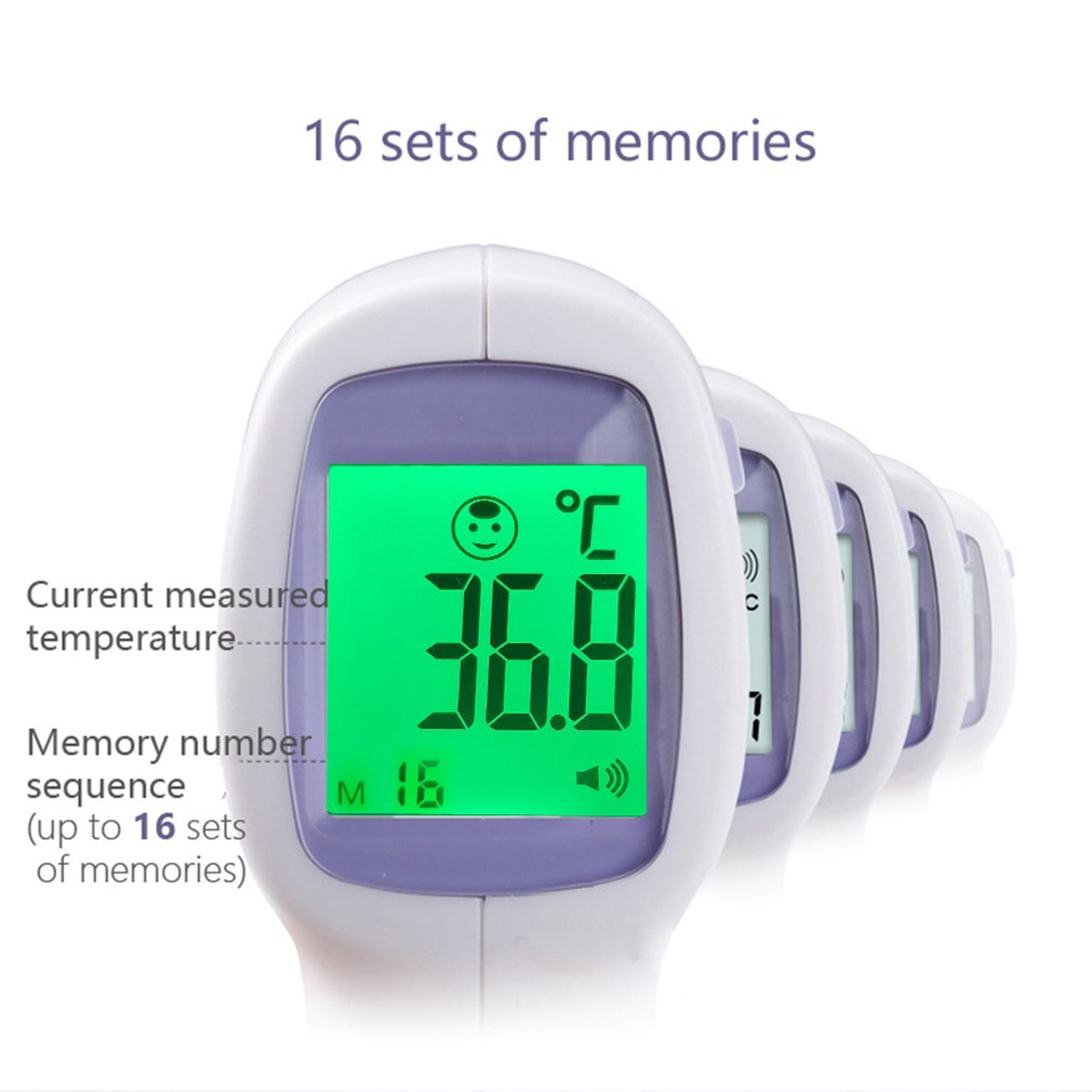 3-color Screen Digital Thermometer Non-Contact Infrared High Precision 16 Sets Of Memories Intelligent Temperature Meter Tool